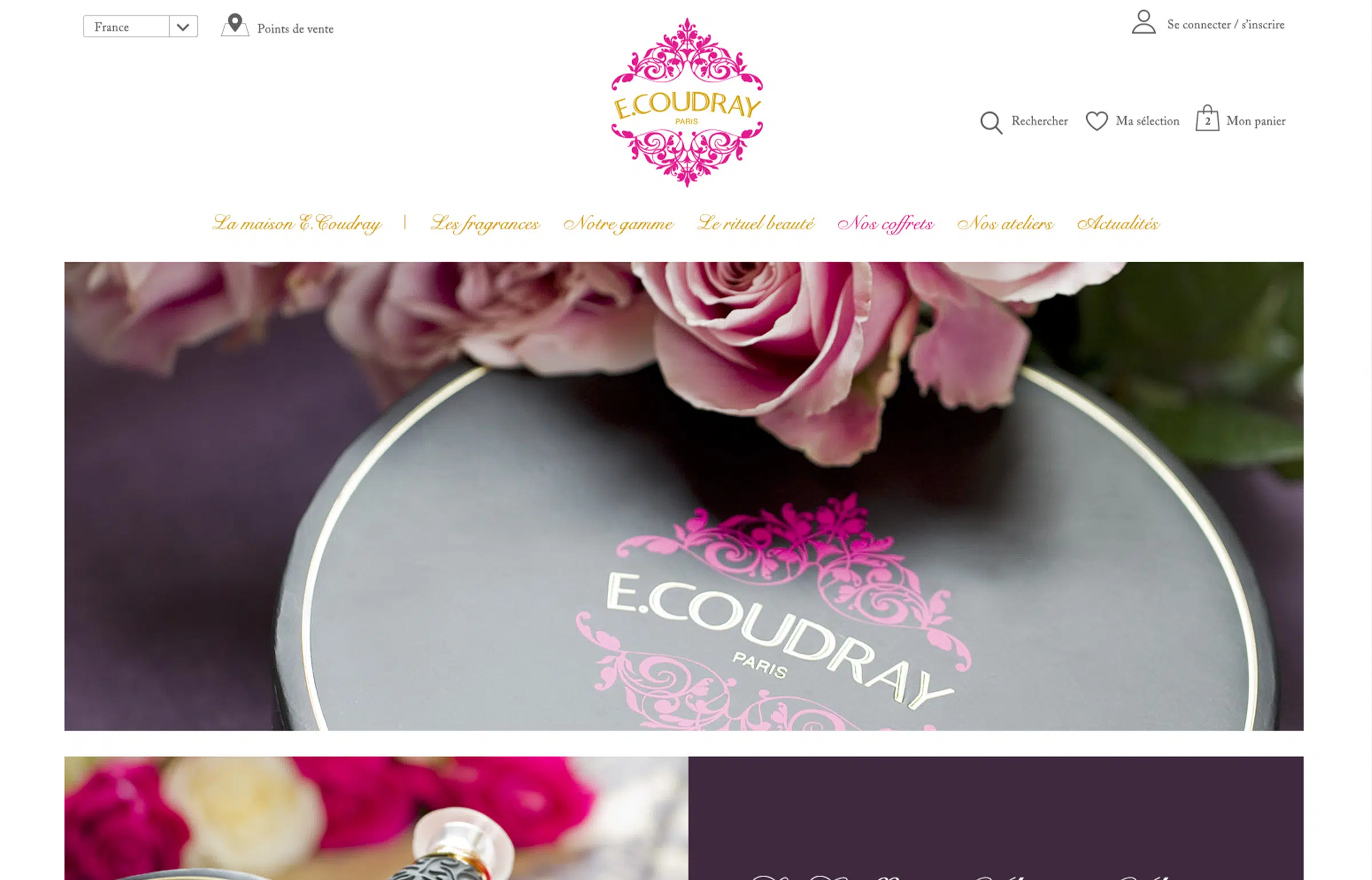 Directrice Artistique et UX/UI designer à Paris - Portfolio - Direction Artistique & UX/UI - Site Luxe E-Coudray | Parfumerie Royale - home page