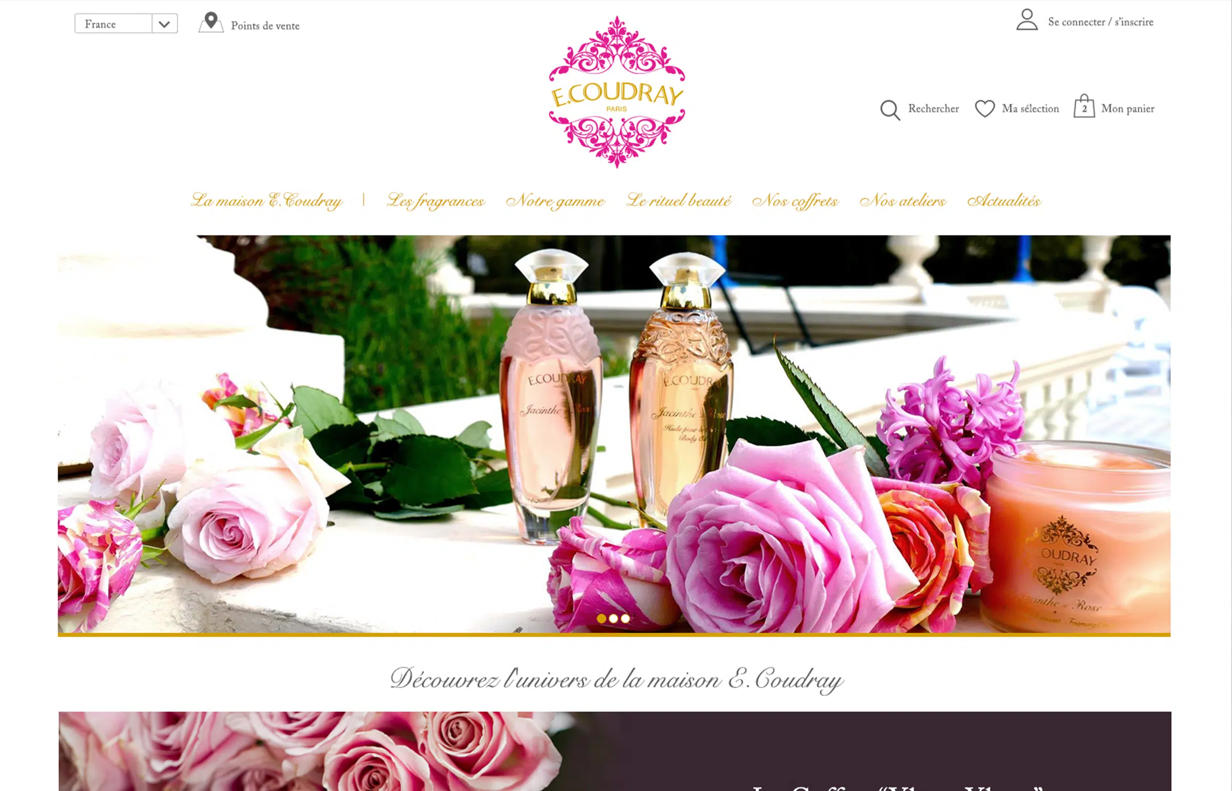 Directrice Artistique et UX/UI designer à Paris - Portfolio - Direction Artistique & UX/UI - Site Luxe E-Coudray | Parfumerie Royale - home page