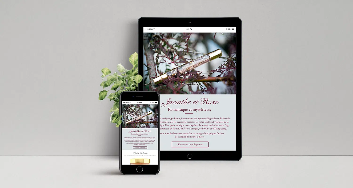 Directrice Artistique et UX/UI designer à Paris - Portfolio - Direction Artistique & UX/UI - Site Luxe E-Coudray | Parfumerie Royale - responsive design