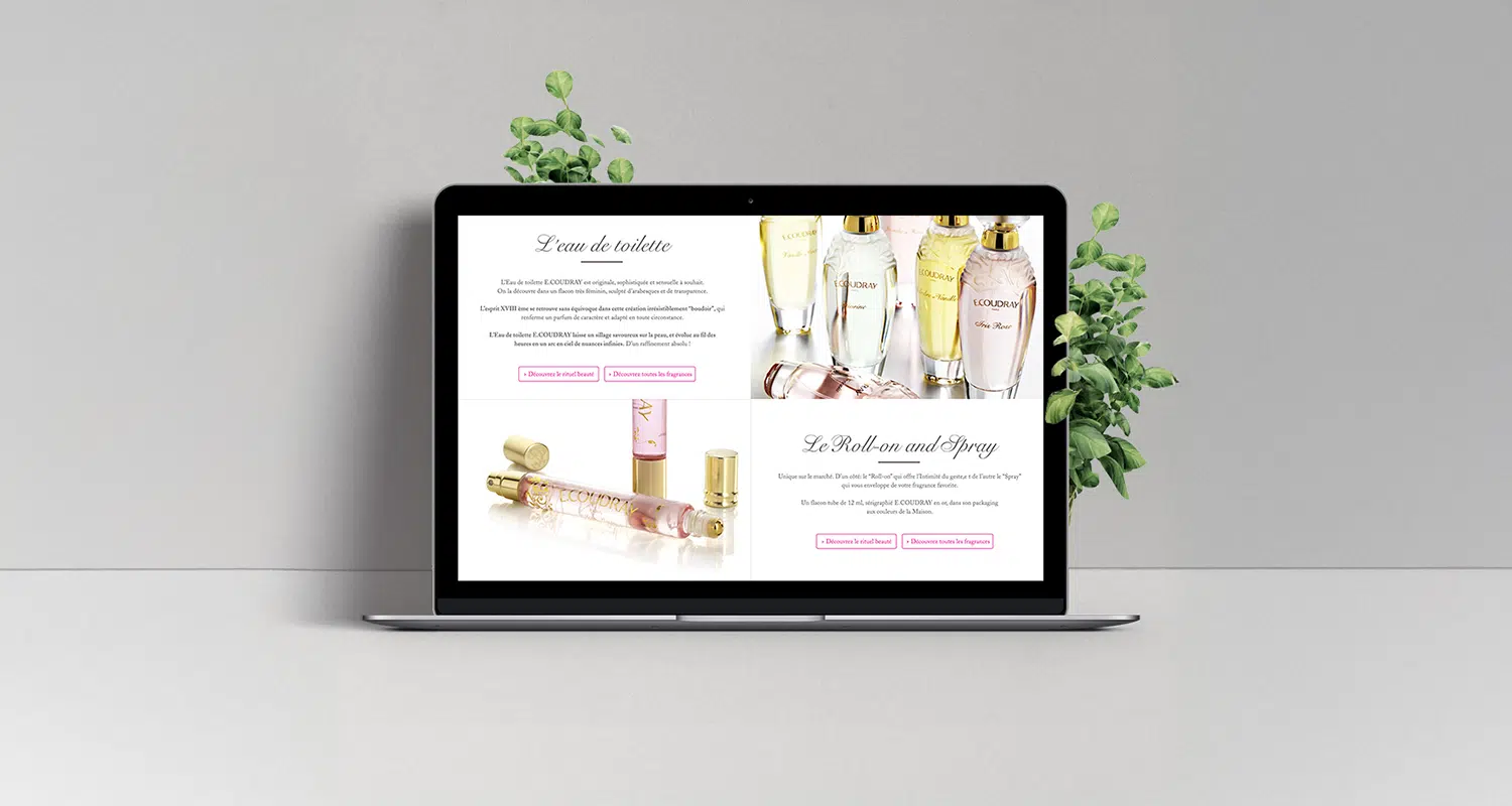 Directrice Artistique et UX/UI designer à Paris - Portfolio - Direction Artistique & UX/UI - Site Luxe E-Coudray | Parfumerie Royale - responsive design