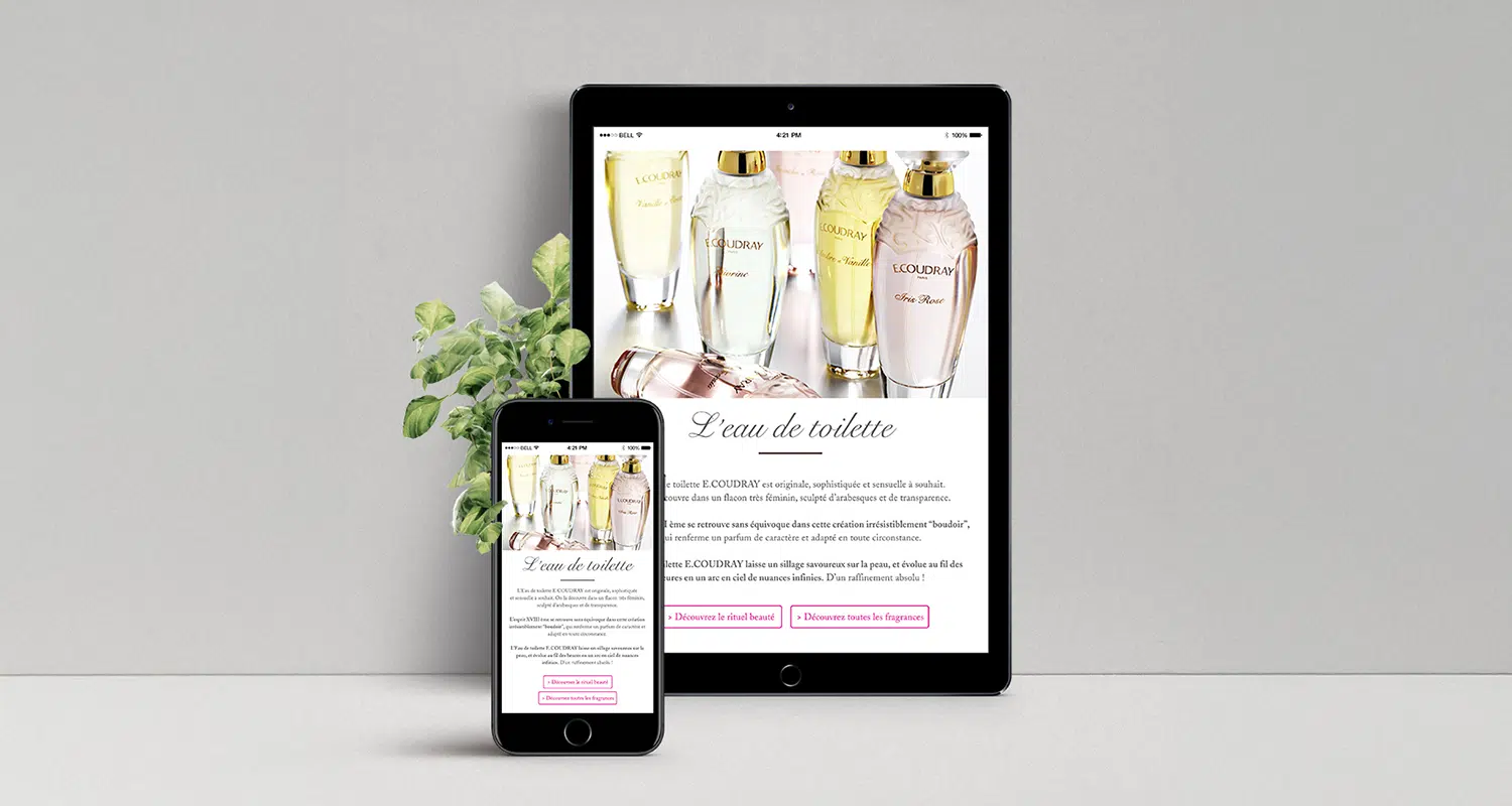 Directrice Artistique et UX/UI designer à Paris - Portfolio - Direction Artistique & UX/UI - Site Luxe E-Coudray | Parfumerie Royale - responsive design